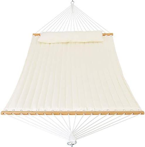 Patio Watcher 11 Feet Quilted Fabric Hammock with Pillow Double 2 Person Hammock with Bamboo Spre... | Amazon (US)