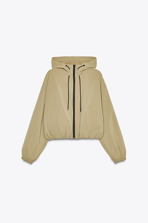 HOODED SHORT RUBBERIZED JACKET | Zara US