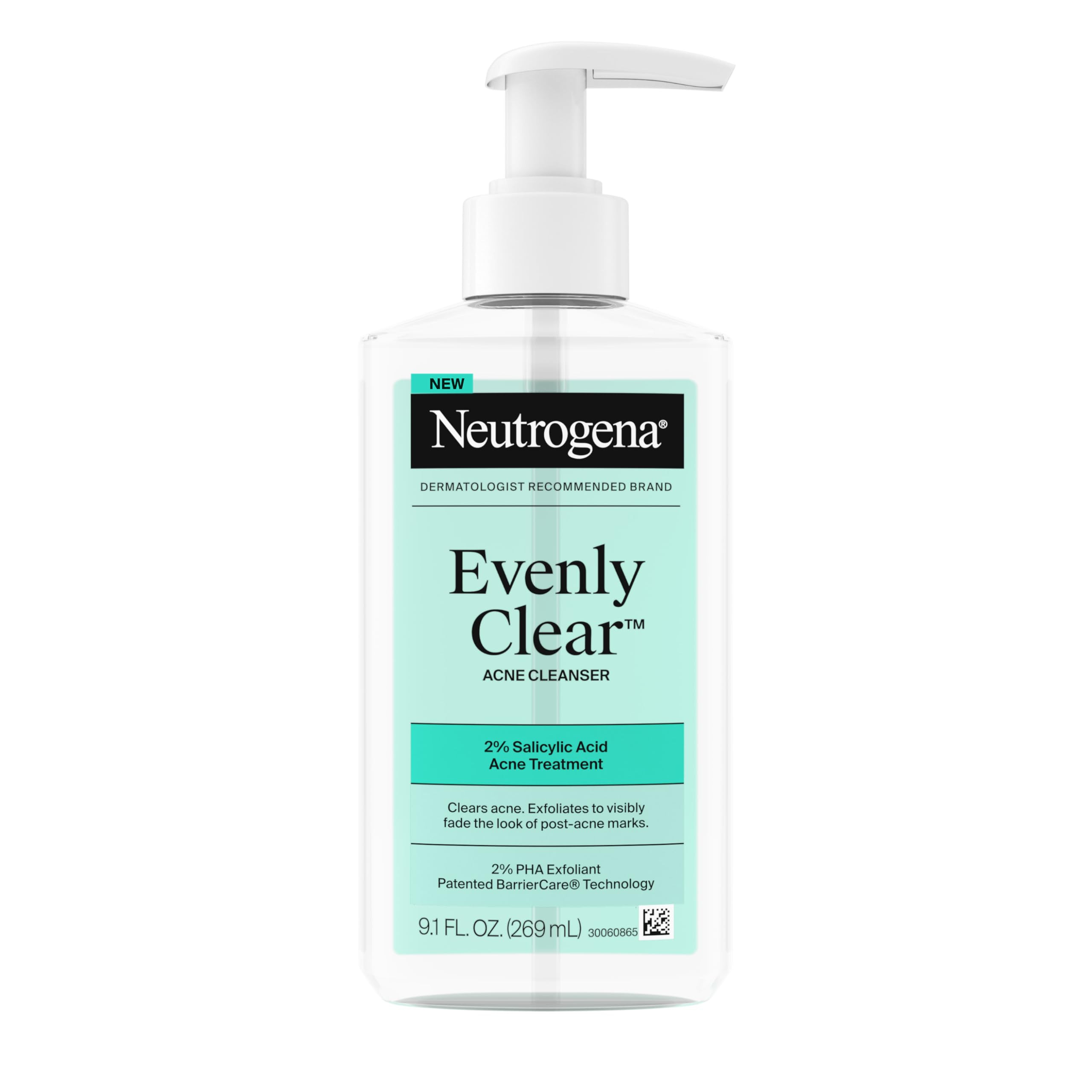 Neutrogena Evenly Clear Acne Cleanser with 2% Salicylic Acid & 2% PHA Exfoliant, Gentle Foaming F... | Amazon (US)