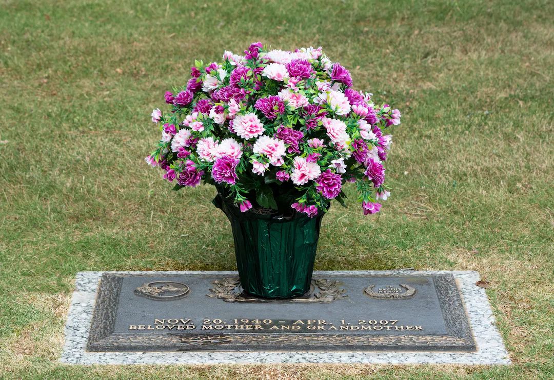 Artificial Garden Mum Plant in Green Flower Pot - Pink and Purple Garden Mum Silk Flower Arrangem... | Etsy (US)