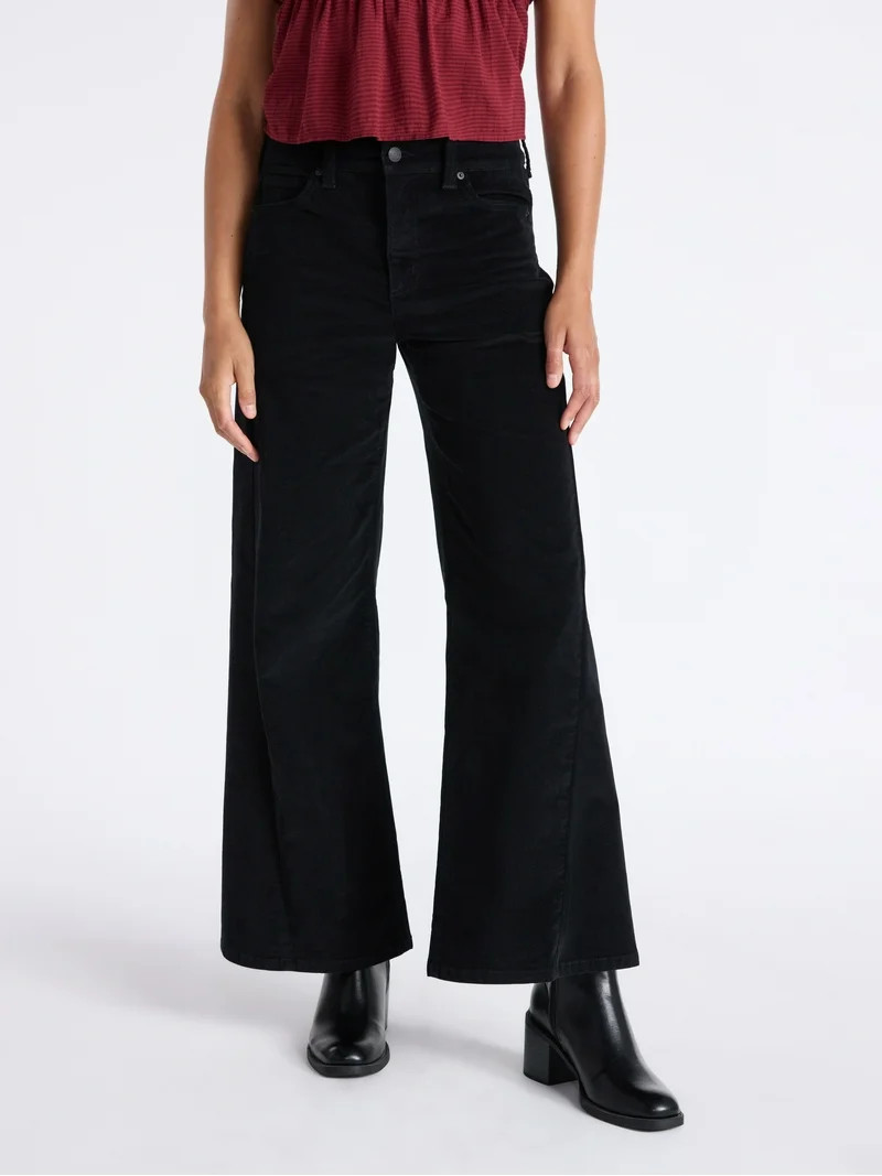 Time and Tru Women's Velvet Wide Leg Pants, 32" Inseam, Size 0-20 | Walmart (US)