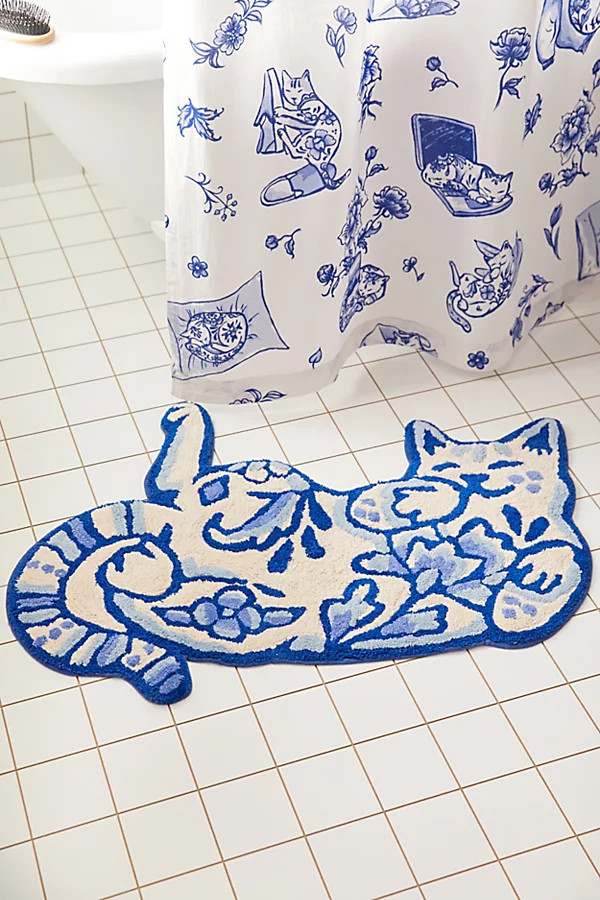 Delft Cat Bath Mat | Urban Outfitters (US and RoW)