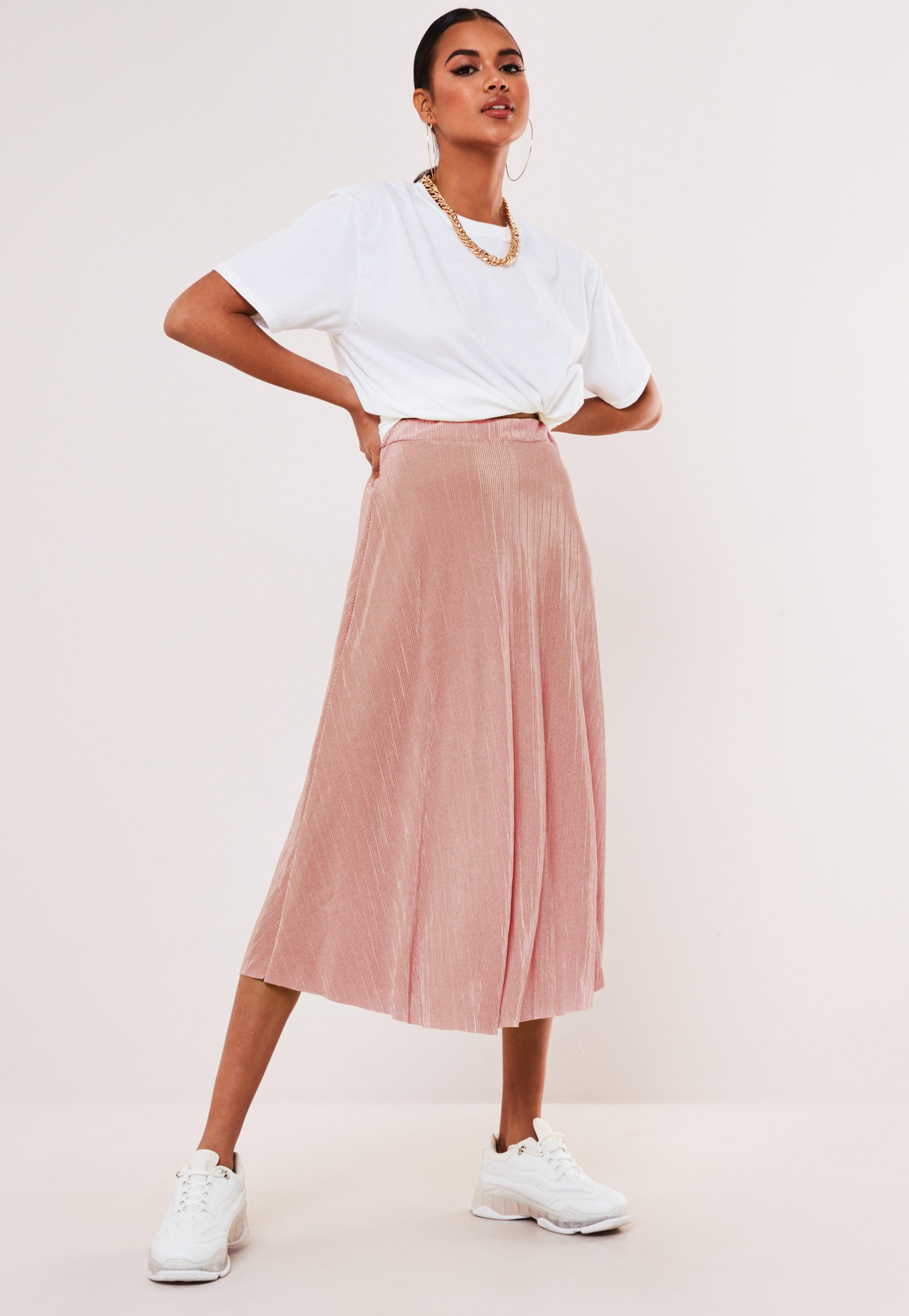 Pink Plisse Midi Skirt | Missguided (US & CA)