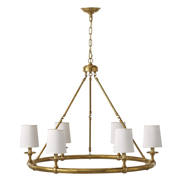 Devon 6-Light Chandelier with Shades, Antique Brass | Williams-Sonoma