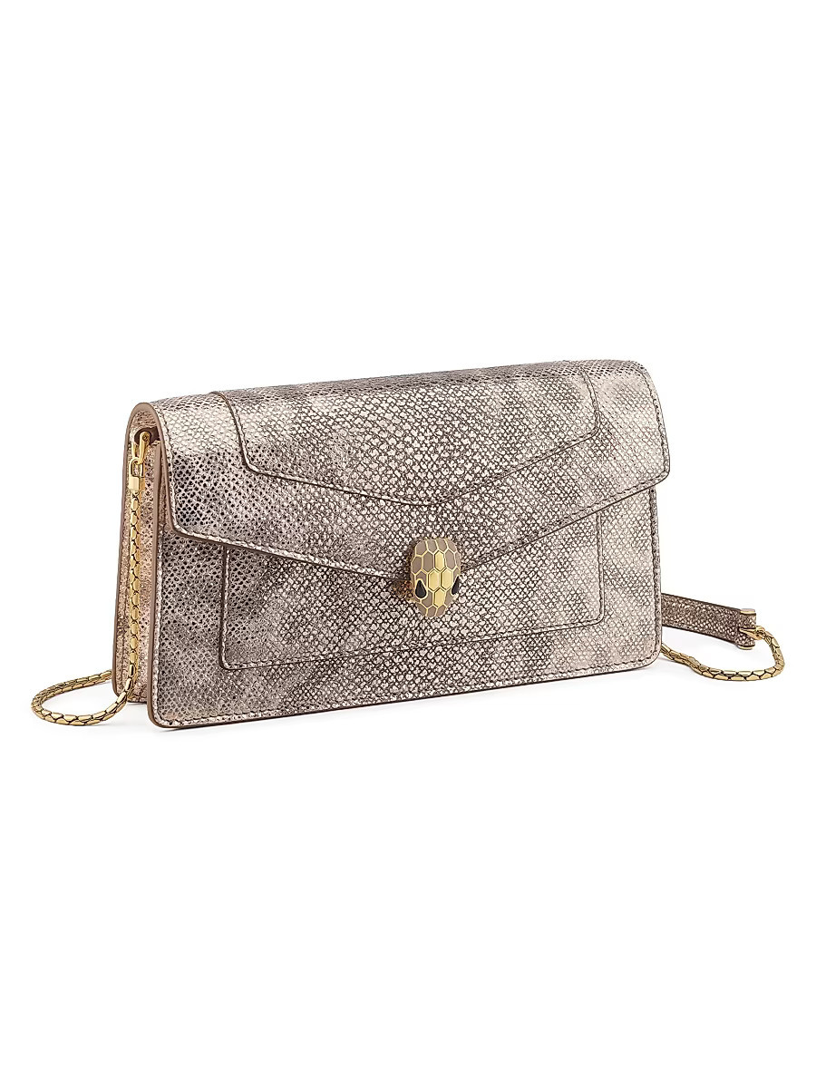 Women's Serpenti Forever Snakeskin-Embossed Leather Pochette - Milky Opal | Saks Fifth Avenue