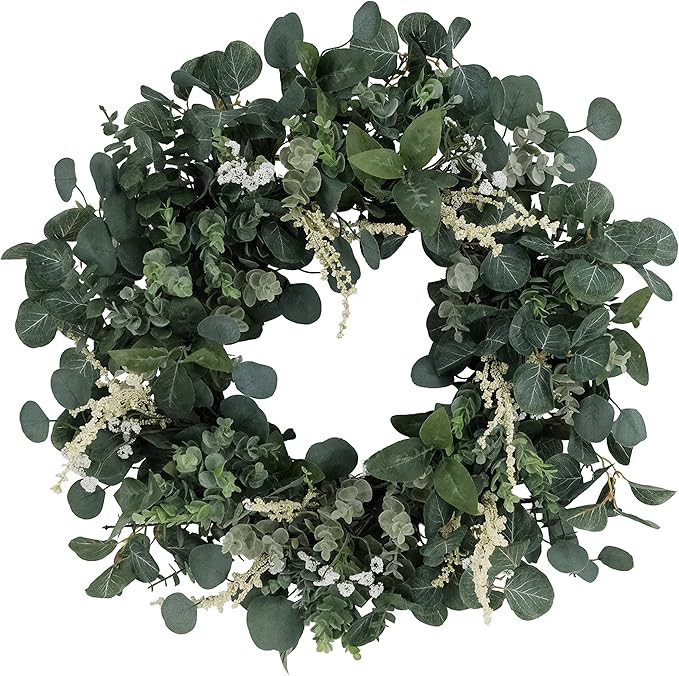 Puleo International 24" Artificial Eucalyptus Floral Spring Door Wreath | Amazon (US)