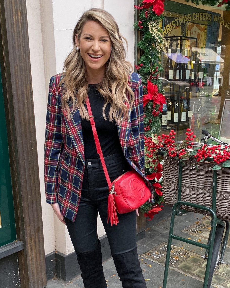 In a small plaid blazer and bodysuit and size 29 leather coated jeans for the holidays from Amazon all fits TTS.

#LTKunder100 #LTKstyletip #LTKHoliday