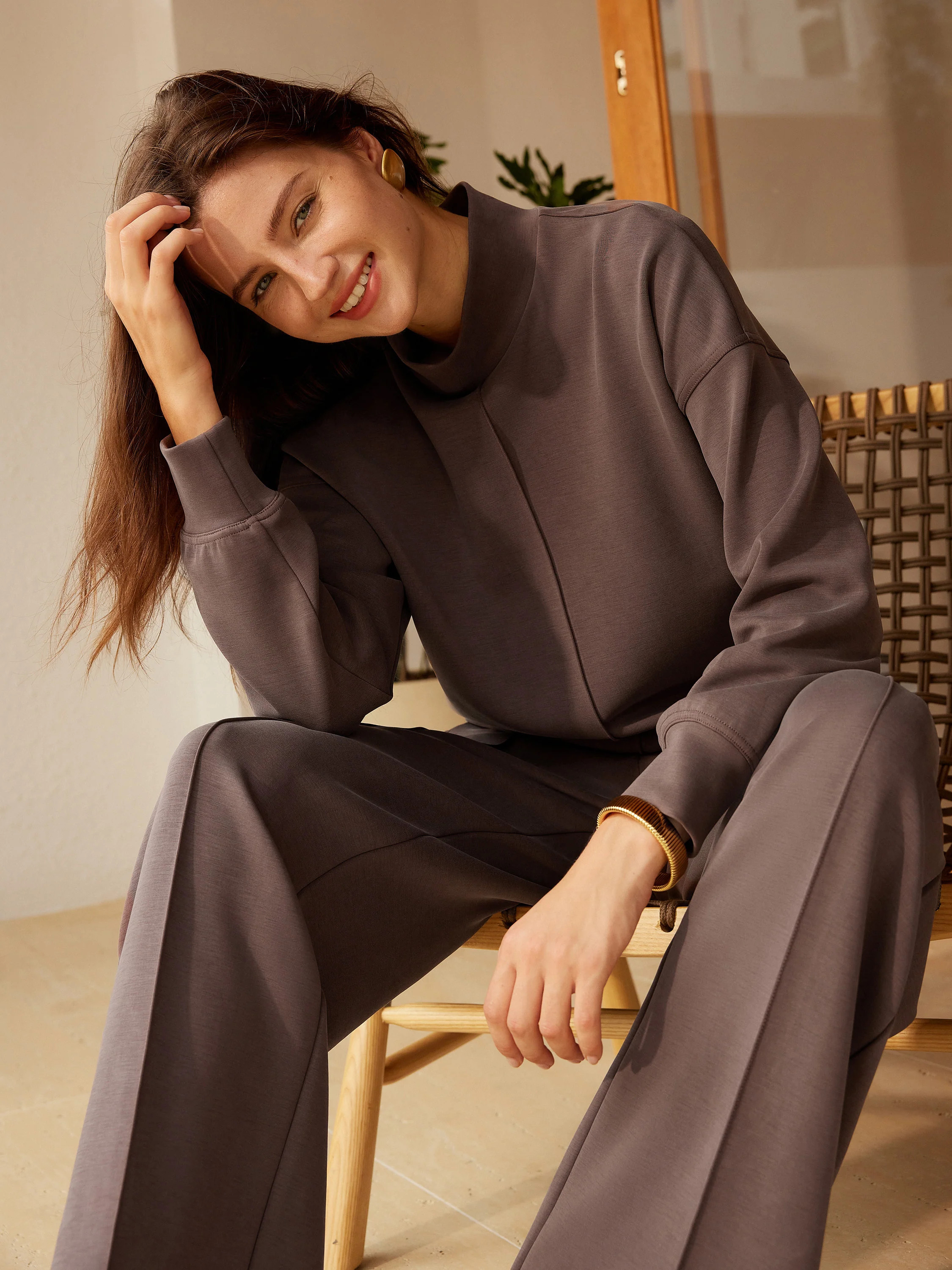 Modal Spacer Mockneck Long Sleeve Pullover Shirt | OGLmove