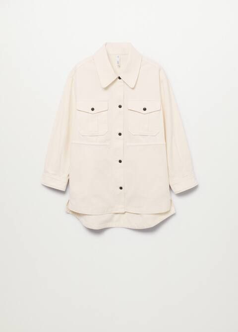 Chest-pocket cotton overshirt | MANGO (US)