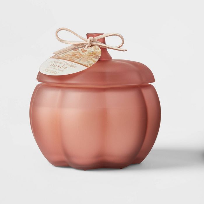 Medium Pumpkin Apple Cider Donut Coral View Candle - Threshold&#8482; | Target