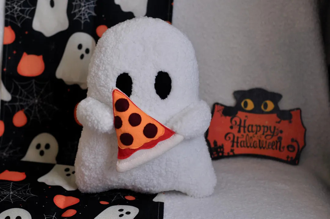Plush Ghost With Pizza - Halloween Decor | Ghost Toy | Funny Ghost Decoration | Plush Ghost Cushi... | Etsy (US)