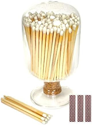 Decorative Glass Matches Cloche | Includes 100+ Color Matches & 3 Free Striker Strips!!! (White) | Amazon (US)