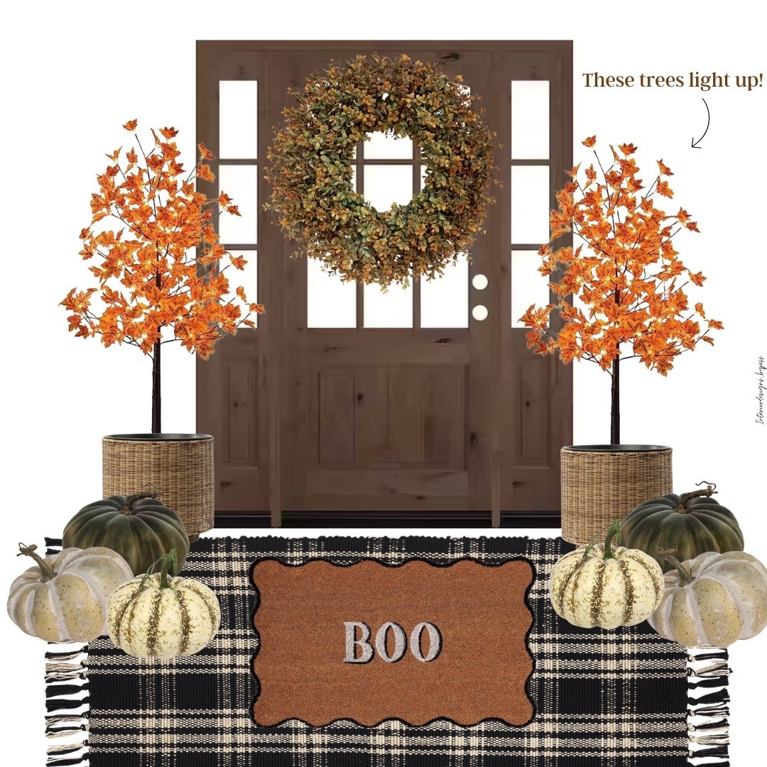 A little fall front porch inspiration created by me :) I just purchased the layering indoor/outdoor rug and boo coin mat for my front porch!

#LTKHome #LTKSeasonal #LTKSaleAlert