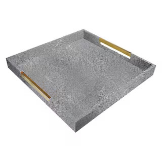 18 in. x 2 in. Gray Polypropylene Square Serving Tray with Gold Handles | The Home Depot