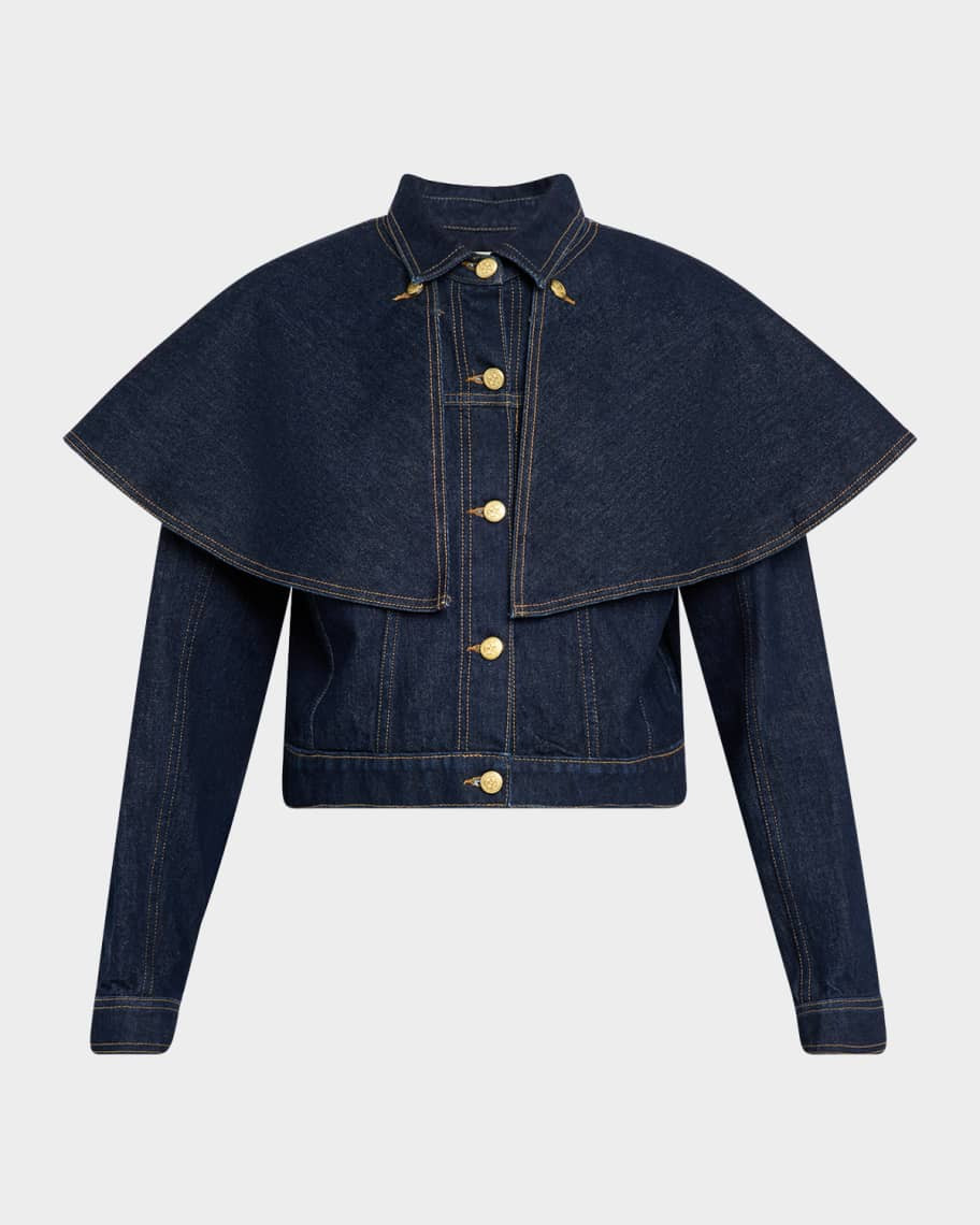 The Agata Denim Cape Jacket | Neiman Marcus