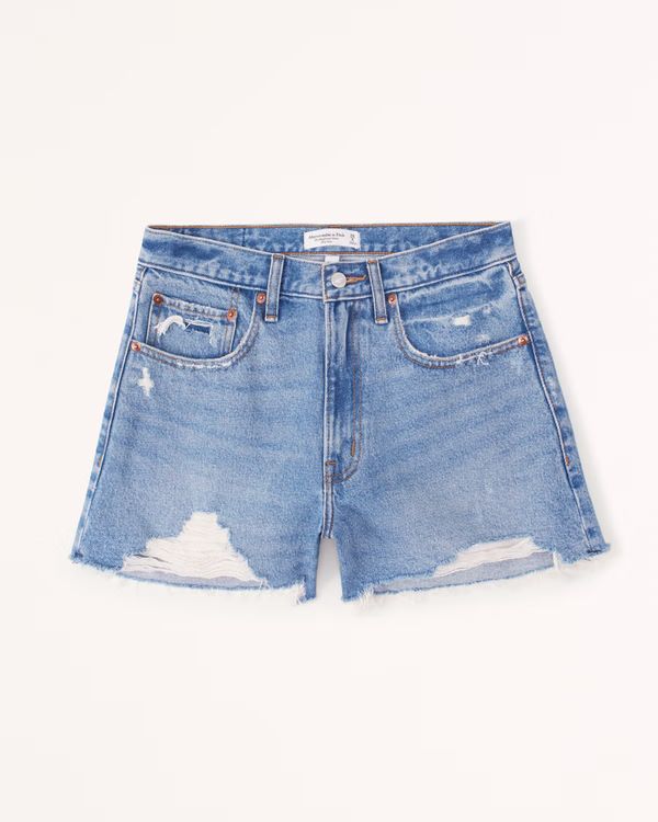 Curve Love Mid Rise Boyfriend Shorts | Abercrombie & Fitch (US)