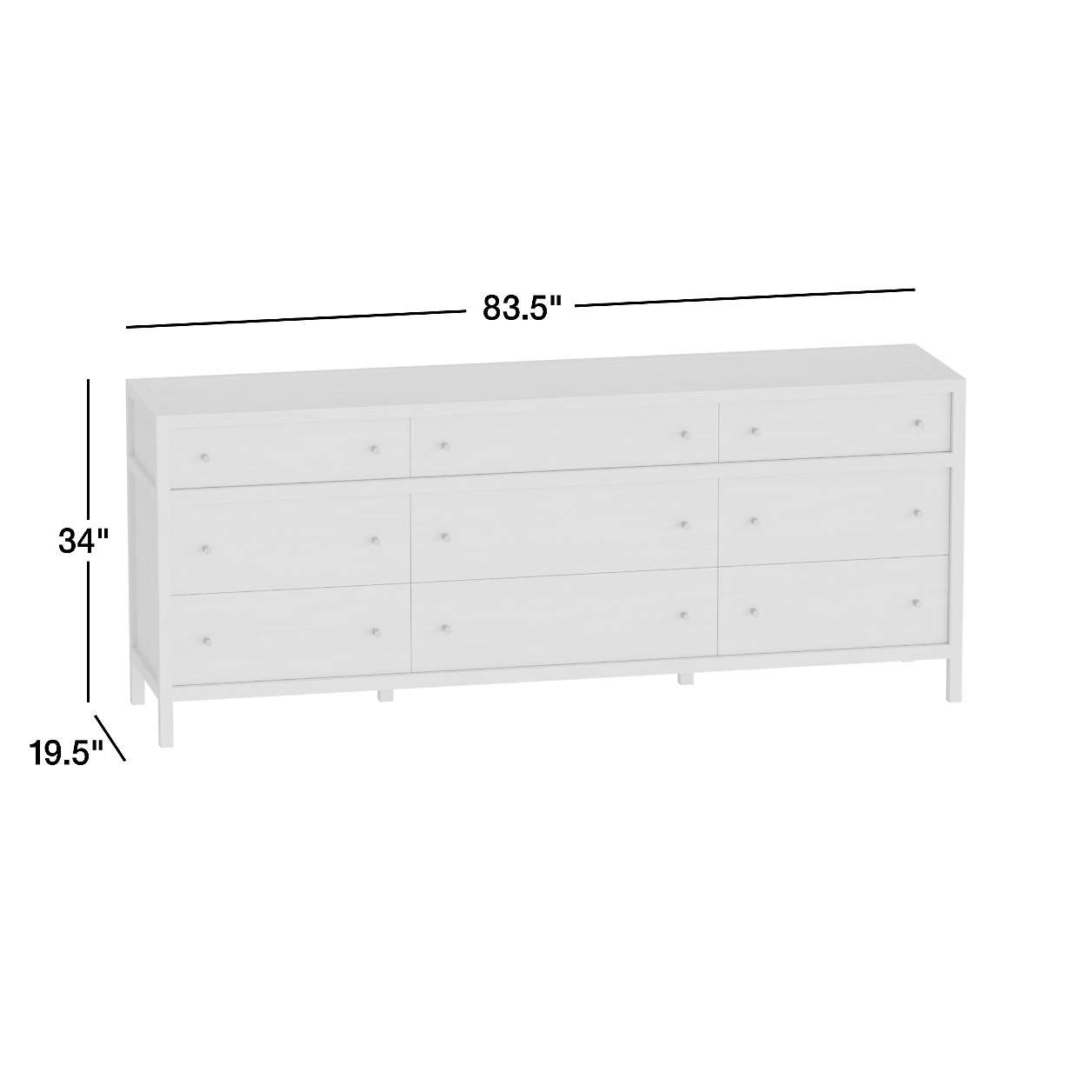 Keane 84" Solid Driftwood 9-Drawer Dresser + Reviews | Crate & Barrel | Crate & Barrel