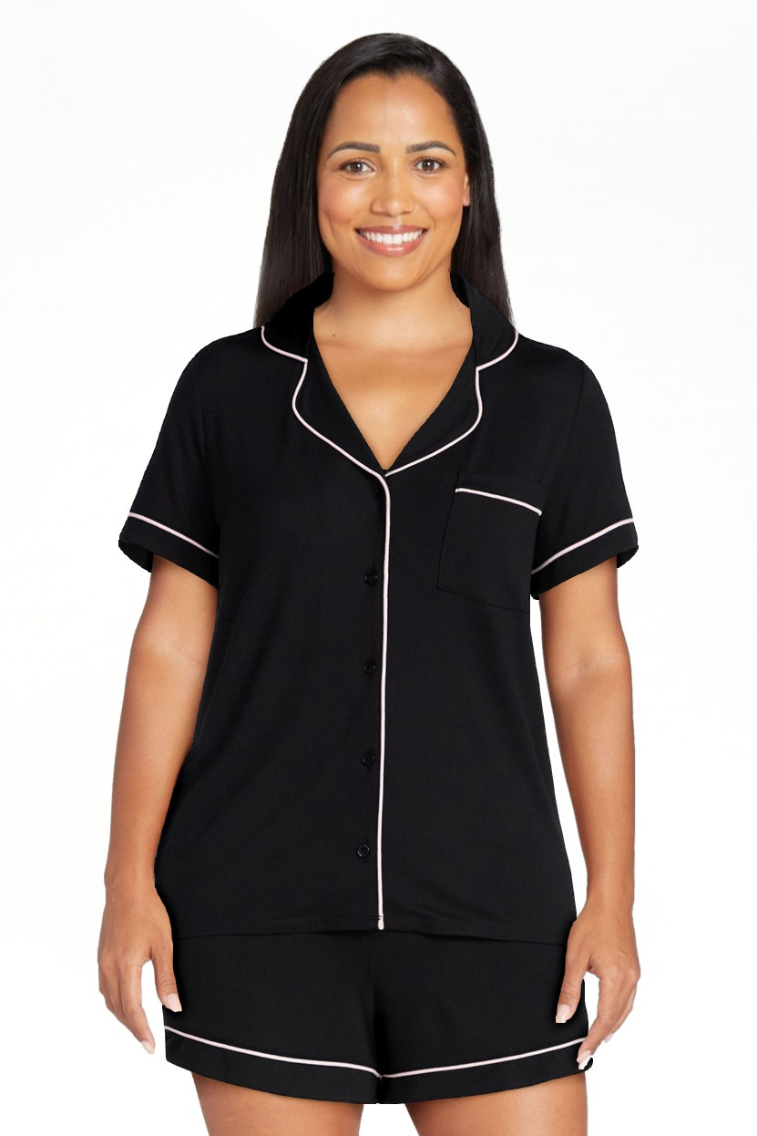 Joyspun Women's Dreamy Soft Collection Notch Collar Top and Shorts Pajama Set, 2-Piece, Sizes XS-... | Walmart (US)