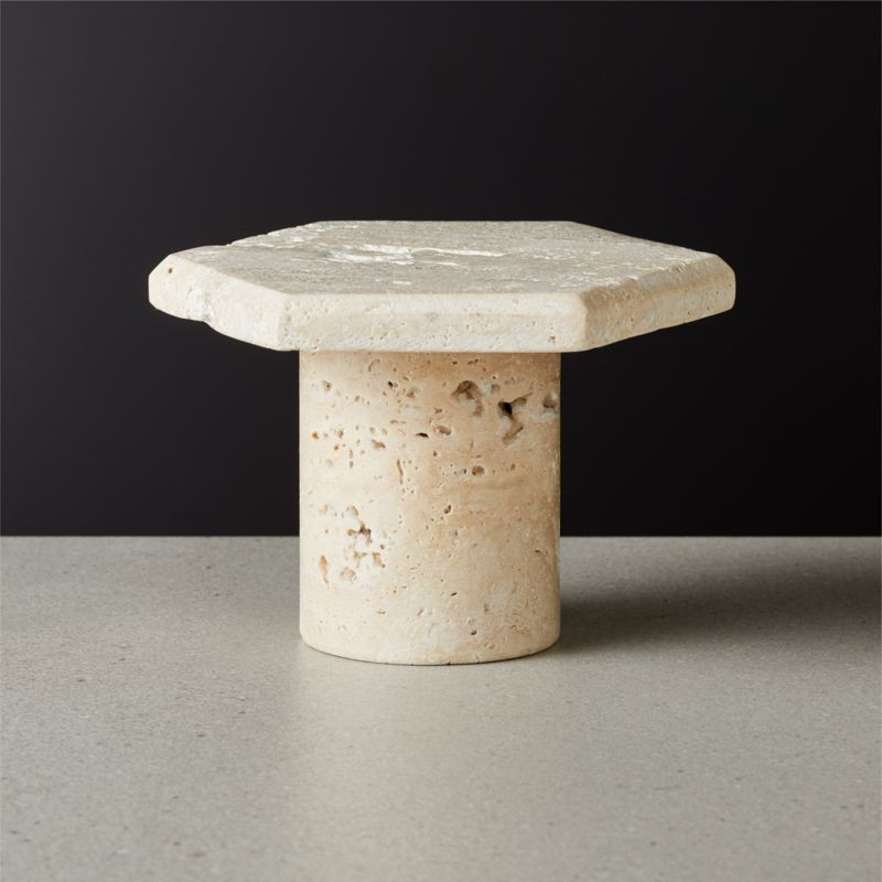 Roca Travertine Modern Pillar Candle Holder Small + Reviews | CB2 | CB2