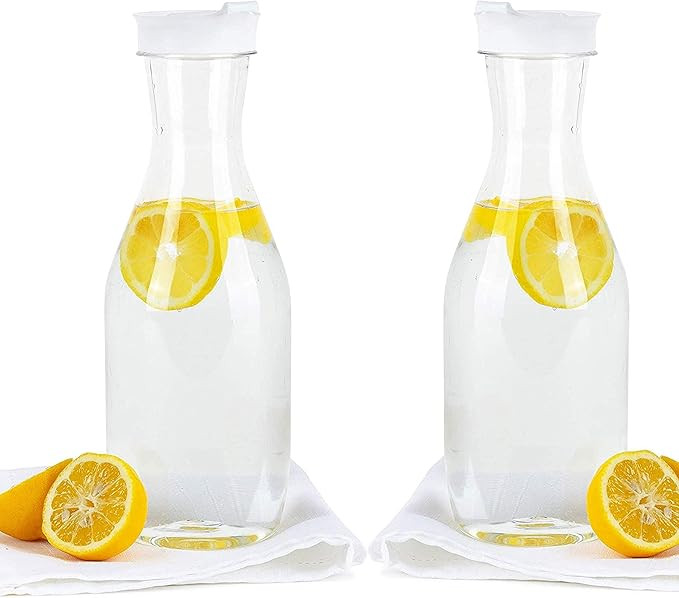 Party Bargains 50 Oz. Clear Plastic Pitcher - [2 Pack] White Cap Premium Quality & Heavy Duty Wat... | Amazon (US)