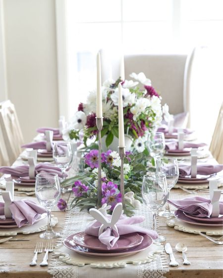 Are you looking for some inspiration for your Easter table? I created a Lavender and White Easter Tablescape using fresh and faux flowers! You can always check out more details on my blog.

#LTKSeasonal #LTKfamily #LTKhome