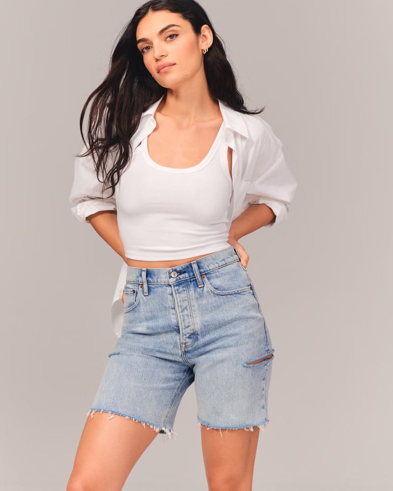 Women's High Rise 7 Inch Dad Shorts | Women's Bottoms | Abercrombie.com | Abercrombie & Fitch (US)