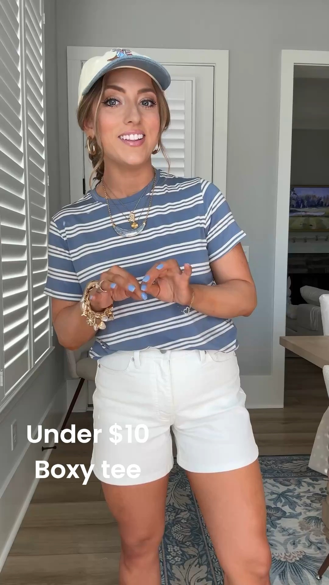 You can never go wrong with a classic stripe 🤍 this Walmart striped tee + white shorts combo is such a timeless everyday outfit
Easy, flattering, and perfect for summer errands or casual days ☀️

#walmartfashion #stripedtee #summeroutfits #casualchic #everydaystyle #momoutfits #affordablefashion #walmartstyle #outfitideas #timelessstyle #budgetfriendly #walmartfinds

#LTKPetite #LTKootd