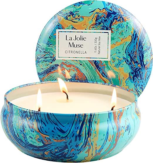 Citronella Candles Outdoor Indoor, 3 Wick Large Candle, Summer Candle for Patio, 11.6 Oz | Amazon (US)
