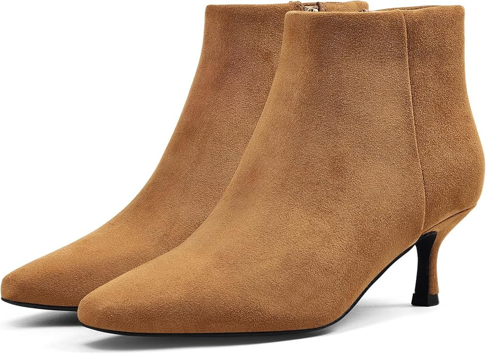 GENSHUO Kitten Heel Ankle Boots for Women Closed Little Square Toe Booties 2 Inch Heels Elegant S... | Amazon (US)