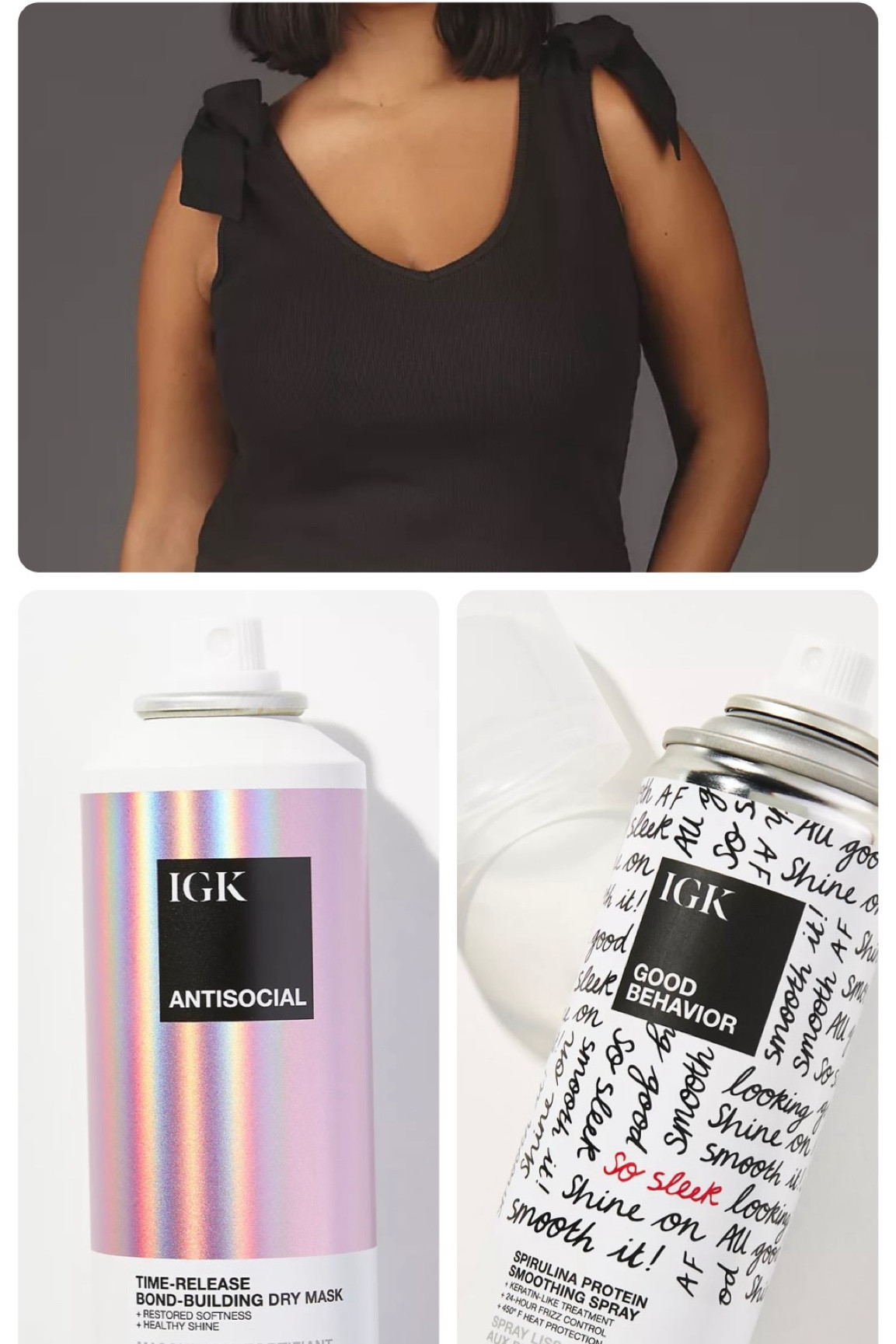 Bow tank top and my secret sauce for perfect hair styling no frizz 
