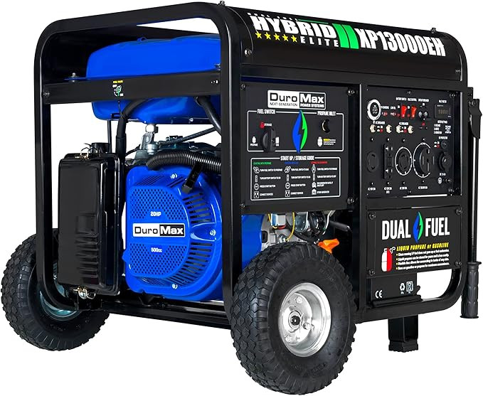 DuroMax XP13000EH Dual Fuel Portable Generator 13000 Watt Gas or Propane Powered Electric Start-H... | Amazon (US)