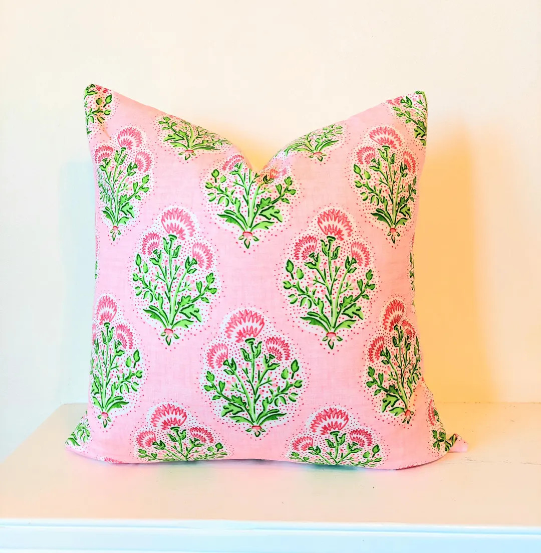 Woodblock Bloom Pillow | Etsy (US)