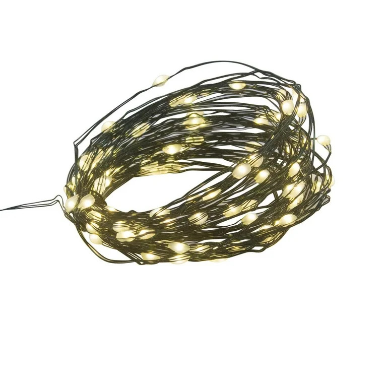 Indoor/Outdoor Battery-Operated LED 8-Function Ultra Slim Wire Christmas String Lights, Warm Whit... | Walmart (US)