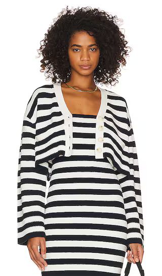 Ragnar Striped Boxy Cardigan in Ivory & Navy | Revolve Clothing (Global)