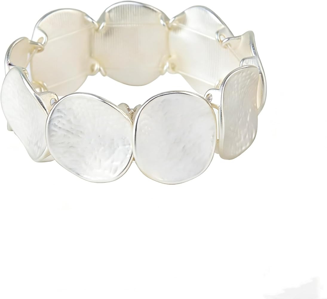 Retro Coin - Shaped Bracelet, Gold/Silver Tone Textured Hammered Bracelet/Gold/Silver Christian F... | Amazon (US)
