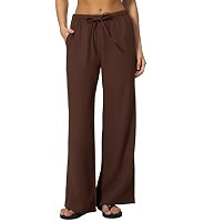 QINSEN Women's Wrinkle-Free Wide Leg Palazzo Pants High Rise Flowy Drape Drawstring Elastic Waist... | Amazon (US)