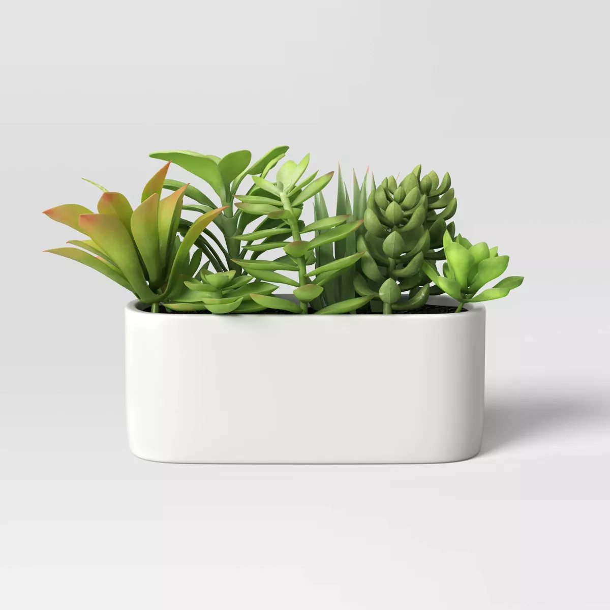 Artificial Succulents in Long Pot White - Threshold™: Faux Greenery, Ceramic Base, Indoor Decor... | Target