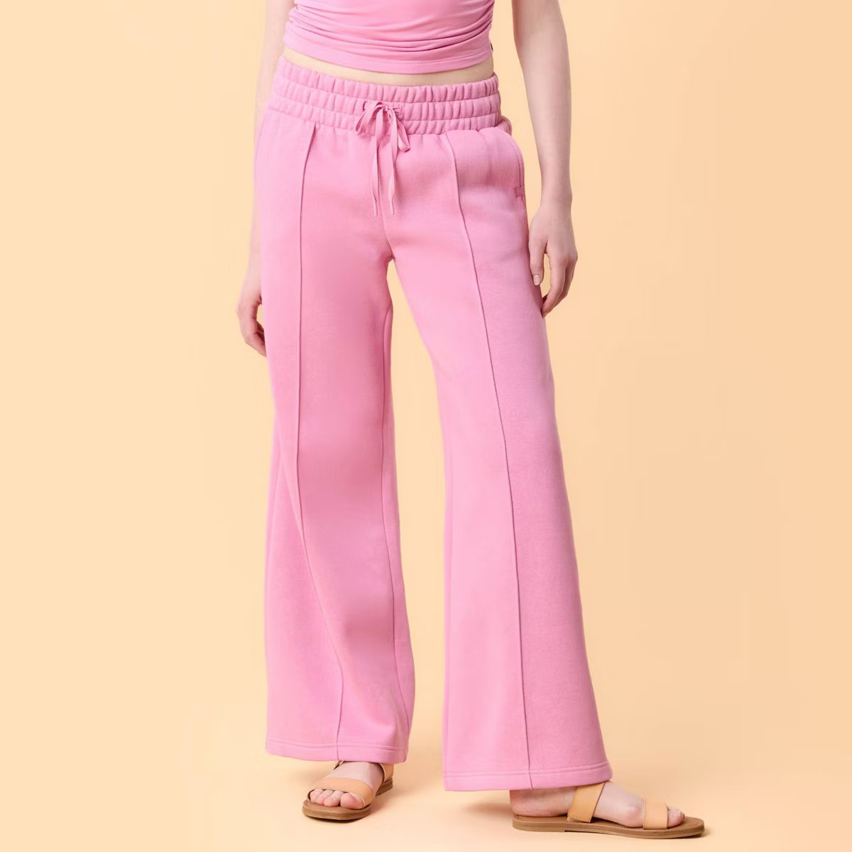 Blogilates Women's Travel Trouser High-Rise Wide Leg Sweatpants - Light Pink M | Target