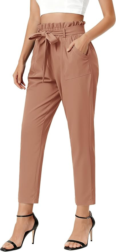 GRACE KARIN Women Work Pants, Paper Bag High Waist Bow Tie Dressy Trousers, Office Business Casua... | Amazon (US)