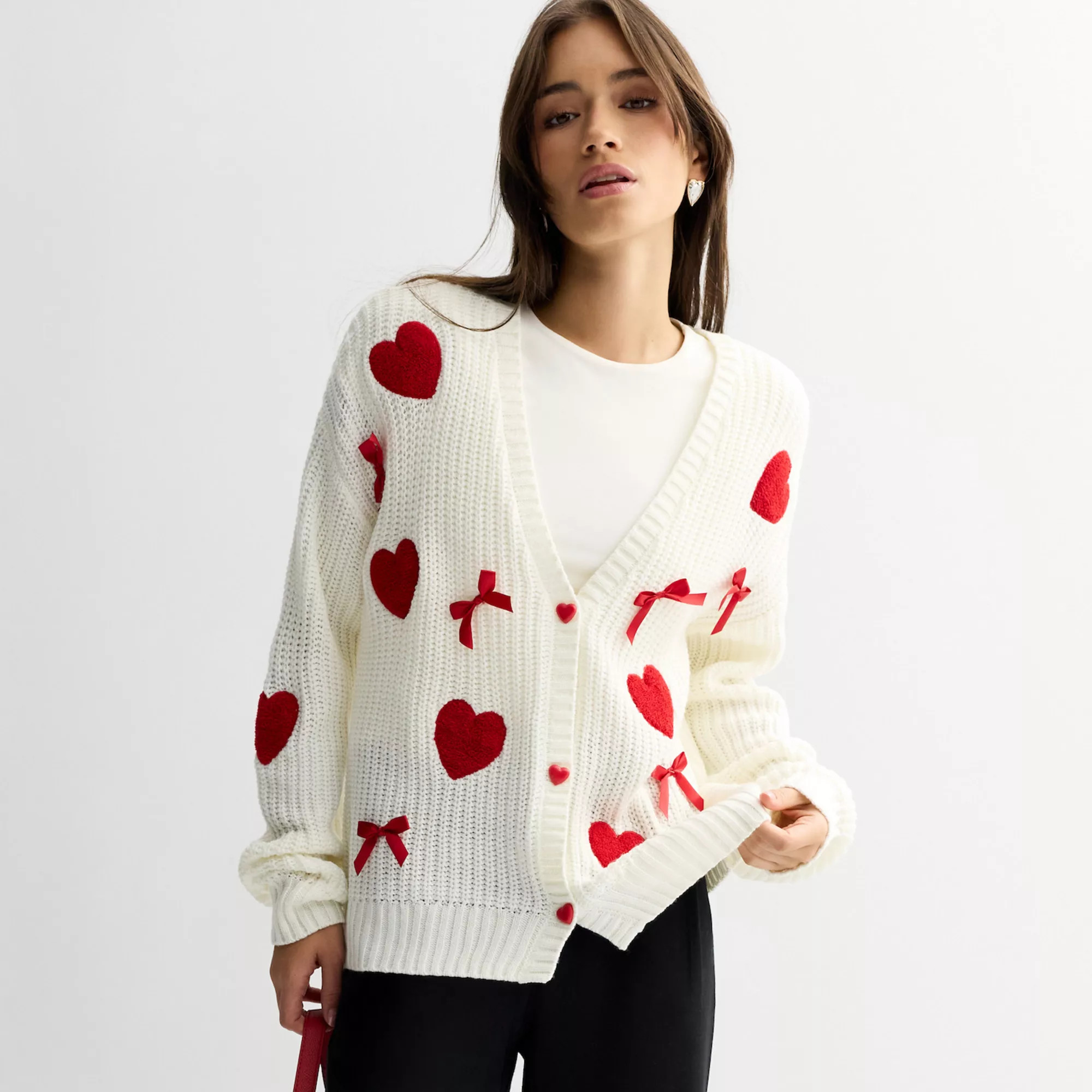 Women's FOREVER & EVER Long Sleeve Heart Button Cardigan | Kohl's