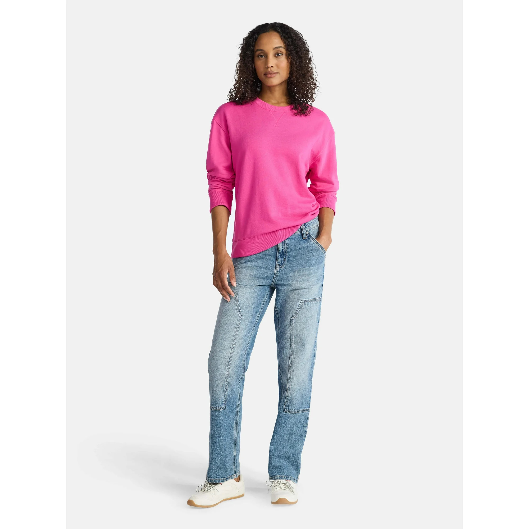 Time and Tru Women's and Women's Plus Crewneck Sweatshirt with Long Sleeves, Sizes XS-4X | Walmart (US)