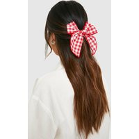 Womens Gingham Bow Hair Clip - Red - One Size | boohoo (US & Canada)
