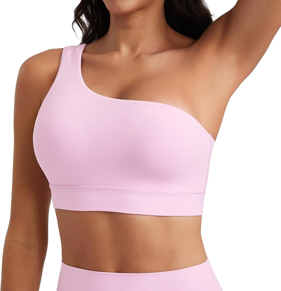 CRZ YOGA Butterluxe Womens One Shoulder Sports Bra - Sleeveless One Strap Low Impact Asymmetrical... | Amazon (US)