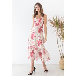 Plum Blossom Shirred Cami Midi Dress | Chicwish