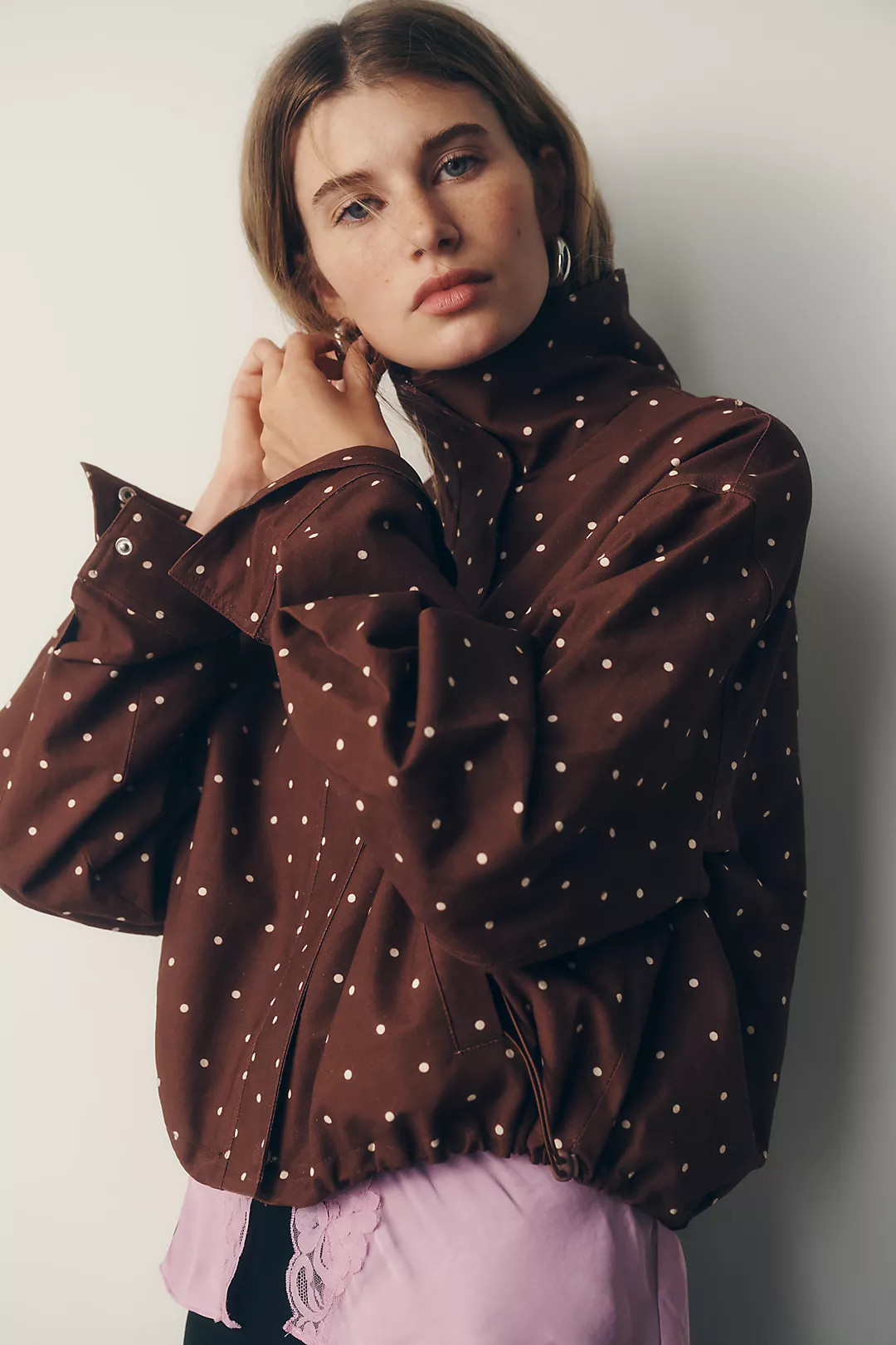 RAISONNEL Cotton Polka-Dot Funnel-Neck Jacket | Anthropologie (US)