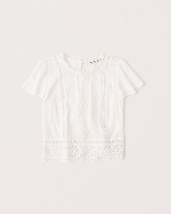Embroidered Lace Tee | Abercrombie & Fitch US & UK