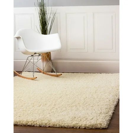 Super Area Rugs Cozy Plush Vanilla Cream Solid Shag Rug 4 x 6 | Walmart (US)