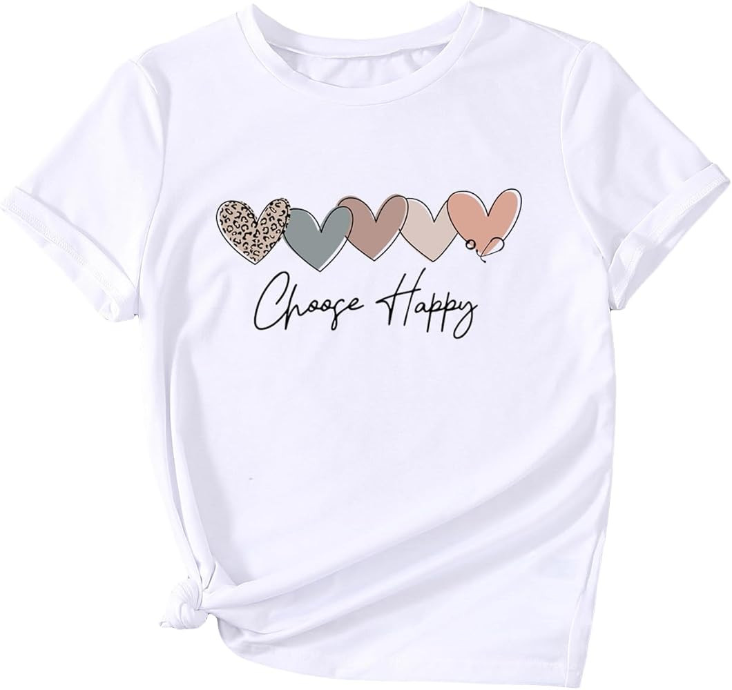 SOLY HUX Women's Letter Print Graphic Tees Short Sleeve Tops Casual Summer T Shirt | Amazon (US)