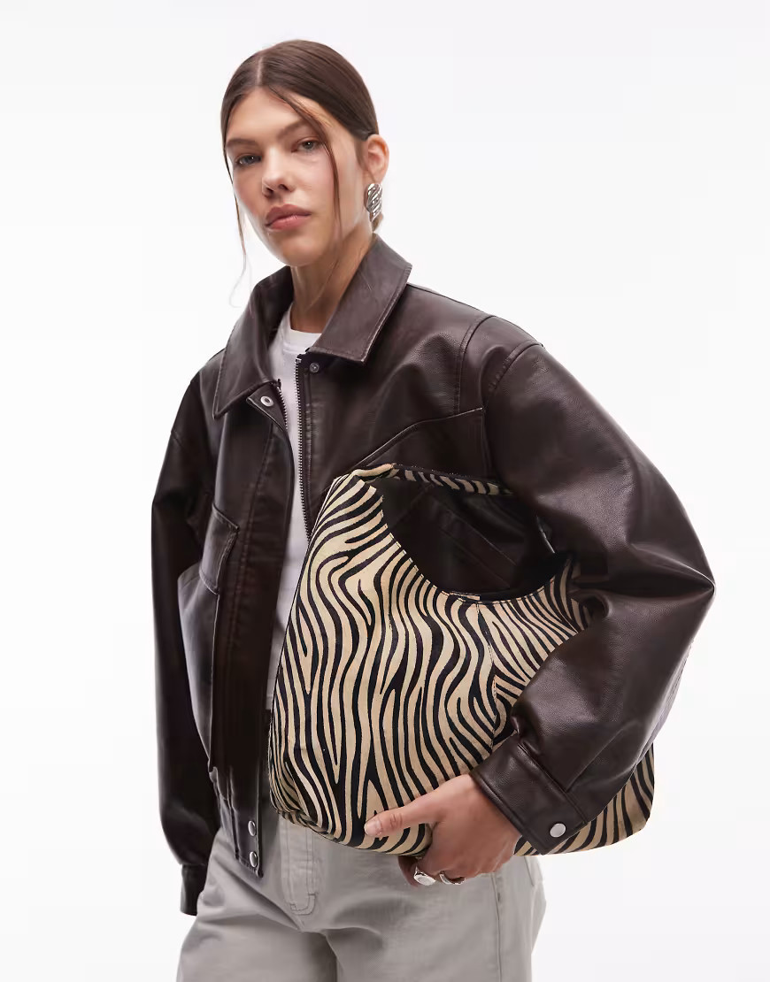 & Other Stories small leather tote bag in cow hair zebra print-Multi | ASOS (Global)