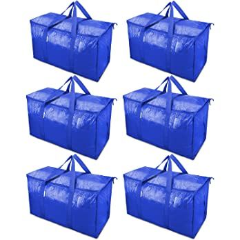 TICONN 6 Pack Extra Large Moving Bags with Zippers & Carrying Handles, Heavy-Duty Storage Tote fo... | Amazon (US)